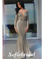 Sexy Sequin Deep V-Neck Long Sleeve Mermaid Long Prom Dresses With Belt,SFPD0725