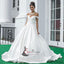 Off Shoulder Long A-line Satin Wedding Dresses, Simple Design Bridal Gown, WD0244
