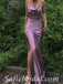 Sexy Soft Satin Spaghetti Straps Cowl Sleeveless Side Slit Mermaid Long Prom Dresses,SFPD0505
