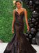 Sexy Mermaid V-neck Black Backless Long Prom Dresses, PD0200