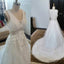 Long A-line V-Neck Sleeveless See Through Appliques Wedding Dresses, WD0201