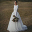 Simple Design Scoop Neck Long Sleeve Long A-line Tulle Wedding Dresses, WD0196