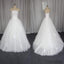 Straight Neckline Lace Tulle Gorgeous Little Tail Lace Up Wedding Dresses, WD0225