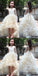 V-neck Hi-low Ivory Flower Girl Dresses, Cute Cheap Tutu Dresses, FG014