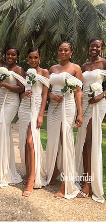 Sexy Off-shoulder Side Slit Mermaid Cheap Bridesmaid Dresses,SFWG00342