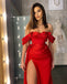 Simple Sweetheart Red Mermaid Side Slit Long Prom Dresses,SFPD0143