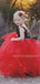 A-line Sleeve Scoop Neck Long Red Tulle Flower Girl Dresses, FG0112
