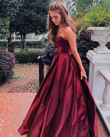 Sweetheart Burgundy Ball Gown, Lace up back Prom Dresses, PD0041