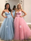 A-line Sweetheart Pink Tulle Zipper Back Prom Dresses, PD0042