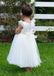A-line Round Neck Lace Cap Sleeves Tulle Flower Girl Dresses , FG0106