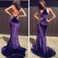 Gorgeous High Neck Sexy Backless Long Mermaid Purple Prom Dresses, PD0260