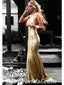 Elegant Satin V-Neck Sleeveless Open Back Mermaid Long Prom Dresses ,SFPD0271