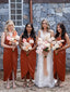 Charming V-neck Spaghetti Straps Long Bridesmaid Dresses Online,SFWG00385