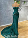 Sexy Dark Green Satin Sweetheart Sleeveless Mermaid Long Prom Dresses,SFPD0457