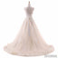 Ivory Lace Appliques A-line Tulle Wedding Dresses, Beaded Belt Wedding Dresses, WD0241