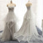Sweetheart Lace Up Light Gray Beaded Elegant Tulle Long Prom Dresses, PD0576