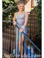 Charming Sequin Spaghetti Straps Sleeveless Criss Cross Side Slit Mermaid Long Prom Dresses,SFPD0488