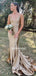 New V-neck Mermaid Soft Satin Open Back Simple Prom Dresses,SFPD0173