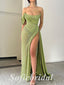 Sexy Special fabric Sleeveless Side Slit Mermaid Long Prom Dresses, PD0860