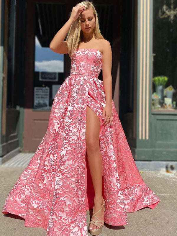 Simple Straight A-line Satin SIde Slit Long Prom Dresses Online,SFPD01 SofieBridal Simple Straight A-line Satin SIde Slit Long Prom Dresses Online,SFPD01 SofieBridal