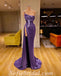 Sexy Purple Special Fabric One shoulder Side Slit Mermaid Long Prom Dresses,SFPD0453