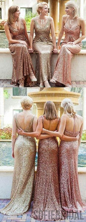 Popular Mismatched Long Sheath Sequin Bridesmaid Dresses For Wedding, PD0247