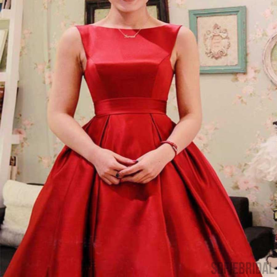 Elegant Red Satin Simple Homecoming Prom Dresses, SF0058 SofieBridal Elegant Red Satin Simple Homecoming Prom Dresses, SF0058 SofieBridal