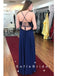 A-Line V-Neck Spaghetti Straps Chiffon Split Side Long Prom Dresses With Lace,SFPD0025