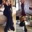 Popular Sexy Spaghetti Black Lace Beaded V-Back Tulle Prom Dresses, PD0250