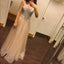 Gorgeous Rhinestone Beaded Top Long A-line Sheer Tulle Prom Dresses, PD0262