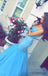 Sweetheart Blue Satin Tulle Rhinestone Beaded Long Mermaid Popular Prom Dresses, PD0264