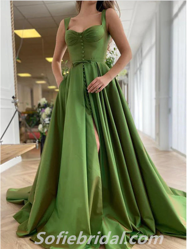 Elegant Spaghetti Straps A-Line Long Prom Dresses/Graduation Dresses W SofieBridal Elegant Spaghetti Straps A-Line Long Prom Dresses/Graduation Dresses W SofieBridal