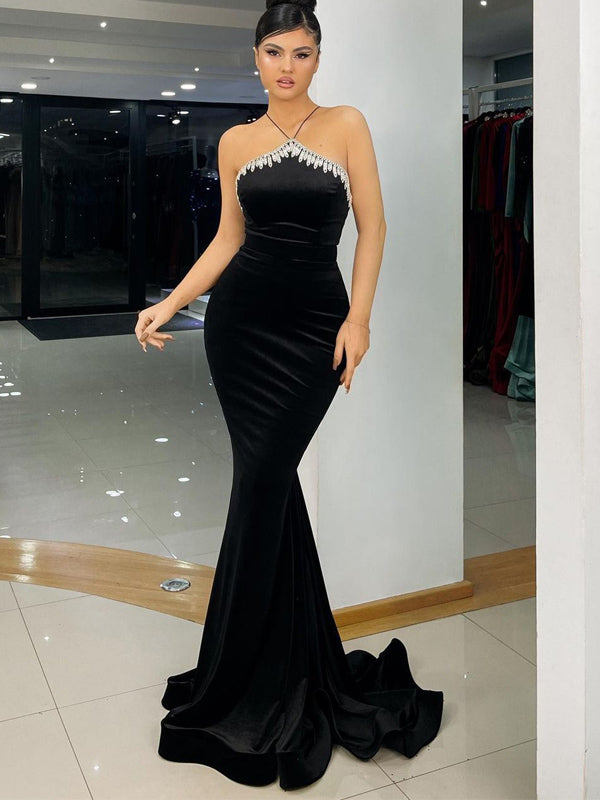 Elegant Mermaid Velvet Black Simple Prom Dresses,SFPD0176 SofieBridal Elegant Mermaid Velvet Black Simple Prom Dresses,SFPD0176 SofieBridal