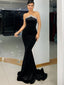 Elegant Mermaid Velvet Black Simple Prom Dresses,SFPD0176