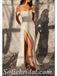 Shiny Ivory Off Shoulder Side Slit Mermaid Long Prom Dresses/Evening Dresses,SFPD0359