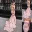 Simple Strapless Long Mermaid Pink Jersey Prom Dresses, PD0573