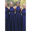 A-line Sleeveless Round Neck Simple Navy Blue Bridesmaid Dresses, BD0571