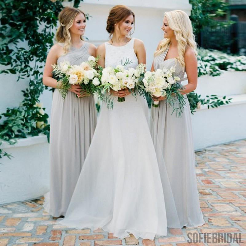 Floral Chiffon Wholesale Bridesmaid Dresses With Long Lace Sleeves
