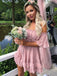 Pink Off Shoulder Short Bridesmaid Dresses, Lovely Junior Bridesmaid Dresses, PD0700
