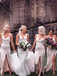 Mermaid Spaghetti Straps Sequins Long Bridesmaid Dresses With Split, BD1087