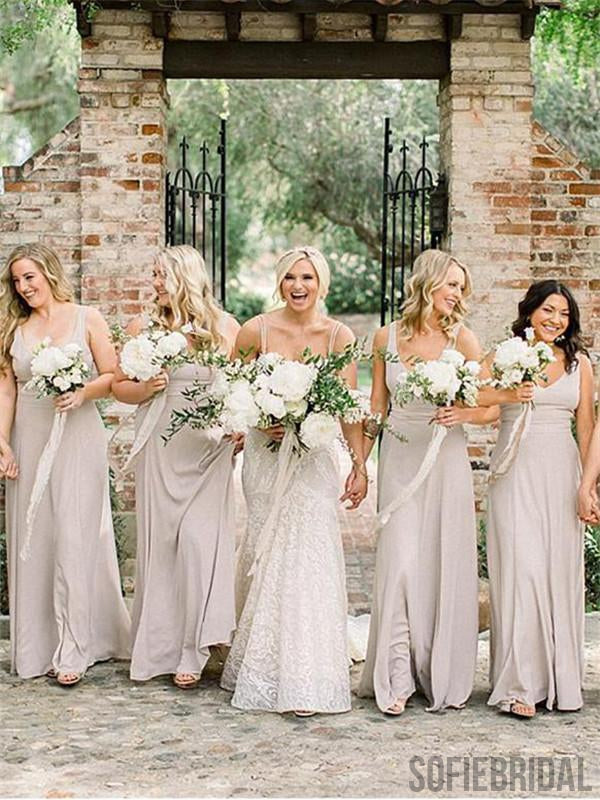 Simple V-Neck Chiffon Backless Long Light Grey Bridesmaid Dress, PD097 SofieBridal Simple V-Neck Chiffon Backless Long Light Grey Bridesmaid Dress, PD097 SofieBridal