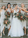 Sheath Halter Light Grey Bridesmaid Dresses With Split, PD0973
