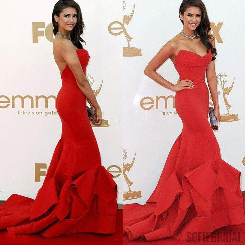 Red Sweetheart Long Mermaid Celebrity Inspired Dresses For Prom, Prom SofieBridal Red Sweetheart Long Mermaid Celebrity Inspired Dresses For Prom, Prom SofieBridal