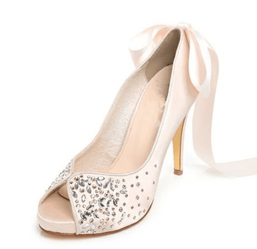 Women's Sparkly Crystal High Heels Pointed Toe White Wedding Bridal Sh –  SofieBridal