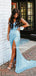 Popular V-neck Mermaid Sequin Side Slit Simple Prom Dresses,SFPD0179