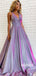 A-line Spaghetti Straps V-neck Long Prom Dresses Online,SFPD0109