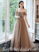 Elegant Tulle Off Shoulder Sleeveless Lace Up A-Line Long Prom Dresses With Applique And Besding,SFPD0592