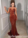 Sexy Sequin Spaghetti Straps V-Neck Side Slit Mermaid Long Prom Dresses,SFPD0253
