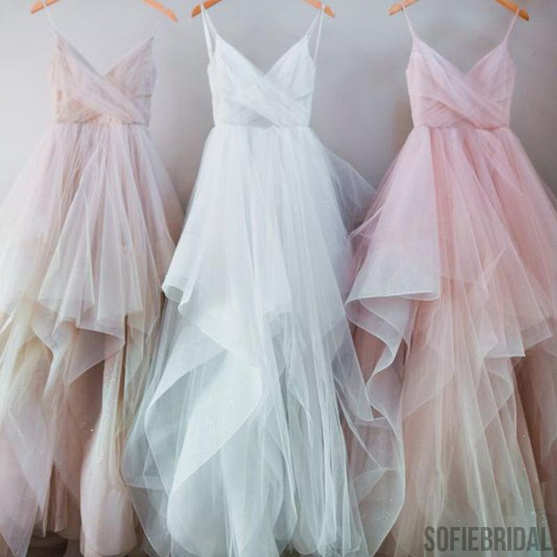 Spaghetti Chic Tulle Prom Dresses, Long Prom Dresses, Cheap Prom Dresses, PD0321
