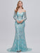 Elegant Special Pabric Off Shoulder Long Sleeve Side Slit Mermaid Long Prom Dresses,SFPD0304